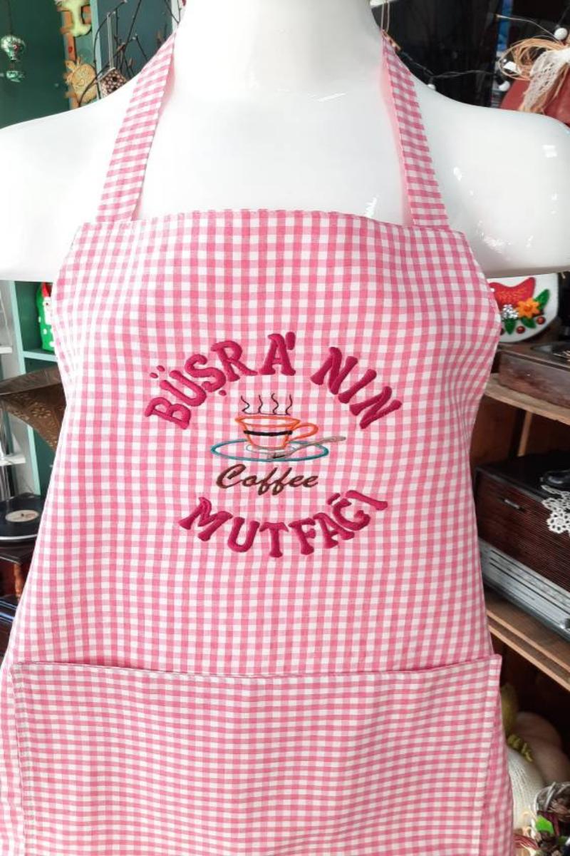 by Nihalce Pembe Nakışlı Mutfak Önlüğü