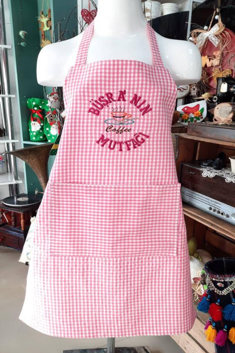 by Nihalce Pembe Nakışlı Mutfak Önlüğü